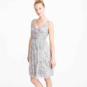 NWT J. Crew Heidi Silk Chiffon Watercolor Short Dress in Smoke Grey Blush size 2